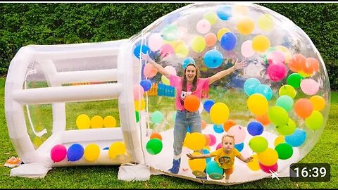 Chris and Mom build Inflatable Playhouse for children