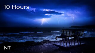 Ocean Thunderstorm Sounds & Lightning at the Beach | Ocean Waves & Thunderstorm Sounds for Sleep