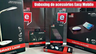 Acessórios com carregamento por indução - Unboxing Easy Mobile - Luminária, Power Bank e Mouse Pad