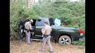 DRIVER CRASHES INTO WOODLINE, SCHWAB CITY TEXAS, 01/25/23...