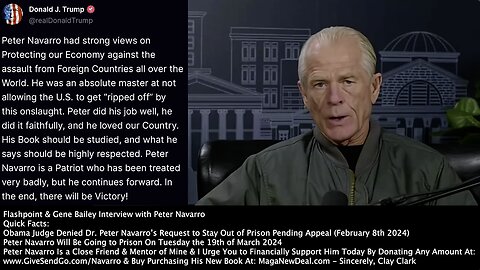 Peter Navarro | Urgent Updates | "Dear America, Peter Navarro Is a Close Friend & Mentor of Mine. I Urge You to Financially Support Him Today By Donating Any Amount At: www.GiveSendGo.com/Navarro" Sincerely, Clay Clark
