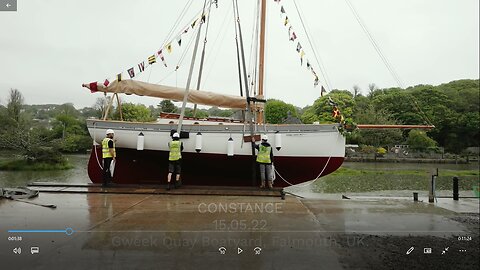 Wooden boat CONSTANCE is launched (incl. sailing footage)