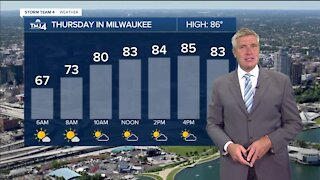 Thursday is partly cloudy with temps in the 80s