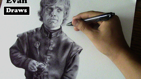Hyperrealism time lapse drawing of Game of Thrones character