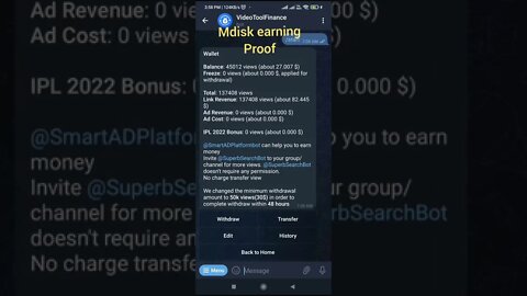 Mdisk earning proof 45012 views points #shorts #mdisk