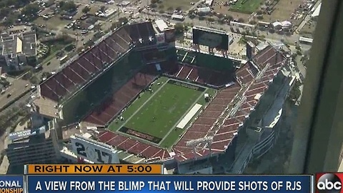 A view from the blimp that will provide shots of Raymond James Stadium