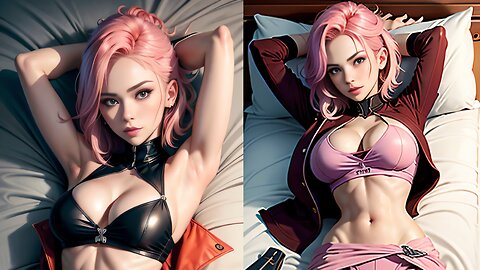 AI Lookbook Hot Beautiful Girl / Sexy Cute Women / Girlfriend Bedroom Pink Hair