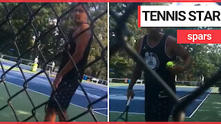 Tennis pro Nick Kyrgios took a fan to task during a practice at Citi Open Tennis Tournament