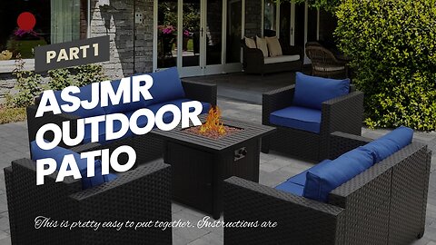 ASJMR Outdoor Patio Furniture Set with Gas Fire Pit Table, 13 Pieces Outdoor Furniture Set Pati...