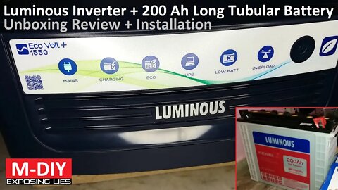 Luminous Eco Volt+ 1550 Sine Wave Inverter + 200Ah Battery (Unboxing Review + Installation) [Hindi]