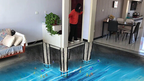Vẽ hố cá 3D dưới nền nhà