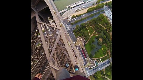 Dude climbs the Eiffel Tower without permission