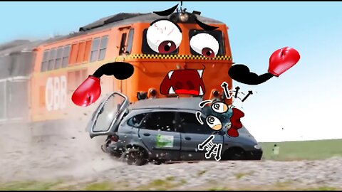 Train Crash | Monster Trains Crush Cars on Railroad - DopamineGang