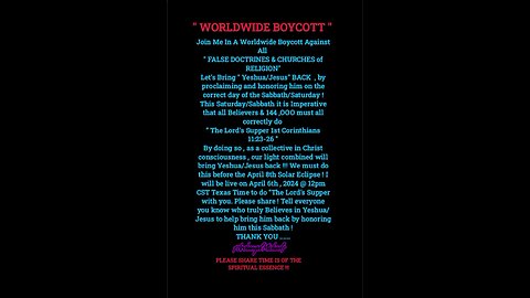 Worldwide Boycott Against All False Doctrines & Churches of Religion ! Call to all true believers ..