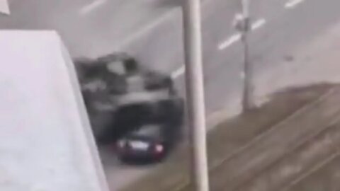 🔴 Russian War In Ukraine - Tank Crushes Civilian Car Miraculously Driver Survives