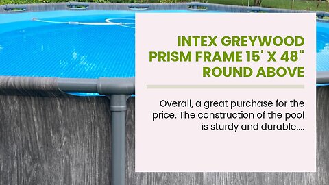Intex Greywood Prism Frame 15' x 48" Round Above Ground Outdoor Swimming Pool Set with 1000 GPH...