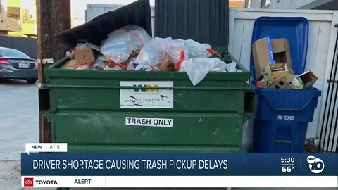 Driver shortage leading to overflowing dumpsters in San Diego neighborhoods