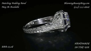 BBR 652-E Diamond Engagement Ring With Sapphire Center By BloomingBeautyRing.com