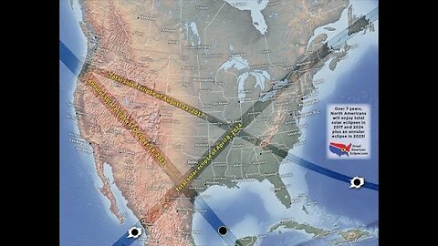 Conoscete che le traiettorie delle 3 eclissi solari 2017,2023,2024 se combinate insieme formano un gigantesco Aleph sull'America? DOCUMENTARIO e se combinate le traiettorie di 2 formano una X sulla regione dell'illinois chiamata Piccolo Egitto?