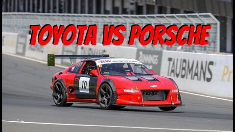 Toyota MR2 vs Porsche at Mount Panorama, Bathurst.