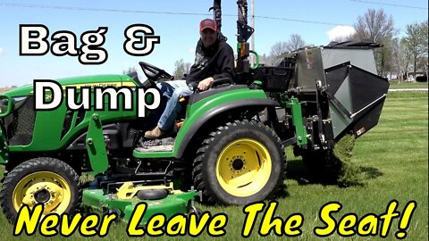 MOWING Thick Tall Grass! BEST Grass Catcher for Compact Tractor!