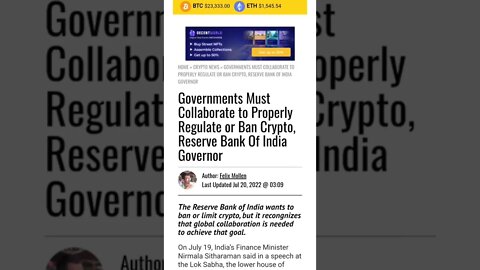 Indian Government Must Collaborate to Properly Regulate or Ban Crypto #cryptomash #cryptonews #india