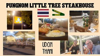 Pungnom Little Tree Steakhouse Thai Restaurant Udon Thani - Well Done Steak, Chips, Slaw, Fried Egg