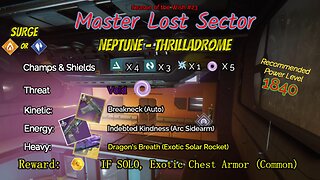 Destiny 2 Master Lost Sector: Neptune - Thrilladrome on my Arc Warlock 2-19-24