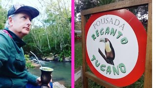 Eco Pousada Recanto Tucano RS Parte 2 - piscina, rio, pavão e ovelha. #ferias #viajar #turismors