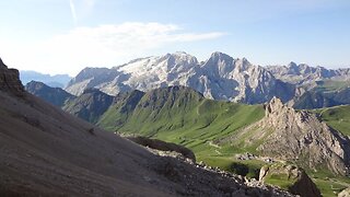 Pass Pordoi in Dolomites Italy