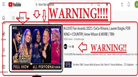 K LOVE FAN AWARDS - EXPOSED - NOT CHRISTIAN MUSIC TBN WARNING AGAINST THEM TOO - CCM