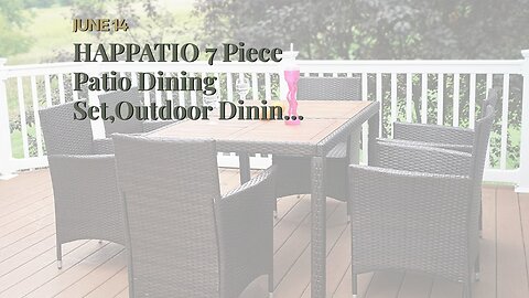 HAPPATIO 7 Piece Patio Dining Set,Outdoor Dining Set,Outdoor Patio Dining Set.Wicker Rattan Pat...