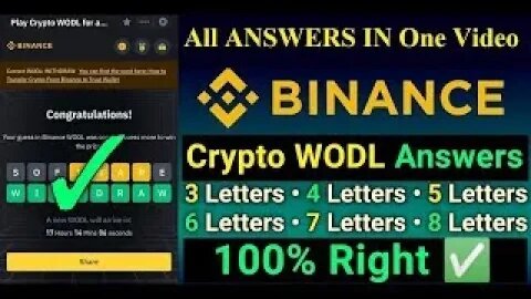Today Binance Crypto WODL Answer | Today 14/10/23 Binance All WOTD Letter Answr |Binance Marketplace
