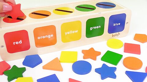 Learn Shapes and Colors with Shape Sorter and Matching Wooden Toy Toddler Learning Video