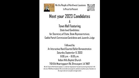 Meet Your 2023 State and Local Candidates - part 3 - Louisiana State Representative District 1