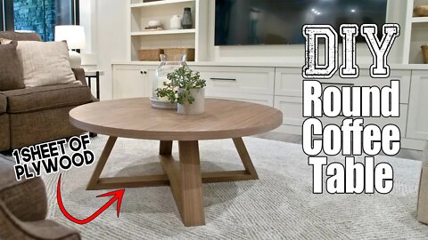DIY Round Walnut Coffee Table from 1 SHEET of PLYWOOD [FREE PLANS]
