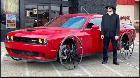 Hellcat on Horse & Buggy Wheels goes to town and does burnouts