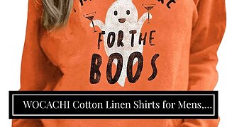 WOCACHI Cotton Linen Shirts for Mens, Summer Button Down Long Sleeve Butterfly Boho Print Casua...