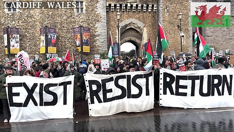 March Pro-Palestinian Protesters Cardiff Castle