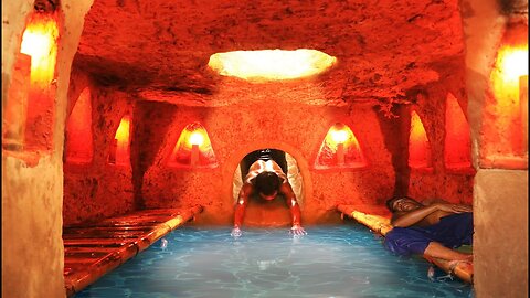 Build Water Slide - Underground Secret Swimming Pool In Underground House