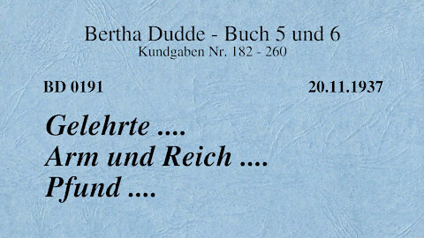 BD 0191 - GELEHRTE .... ARM und REICH .... PFUND ....