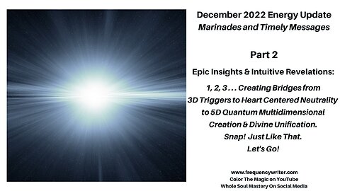 December 2022 Marinades: 1-2-3 Creating Bridges from 3D Triggers to Neutrality to Quantum Creation!