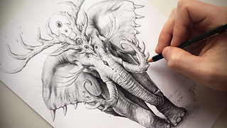 Drawing Process of "Elephant Soul"