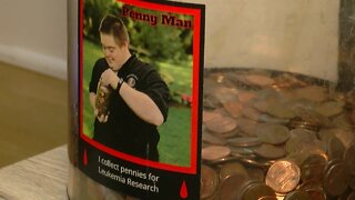 "The Penny Man" raises money in his friend's memory one penny at a time