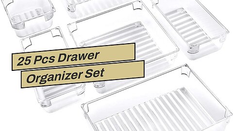 25 Pcs Drawer Organizer Set Dresser Desk Drawer Dividers - 4 Size Bathroom Vanity Cosmetic Make...