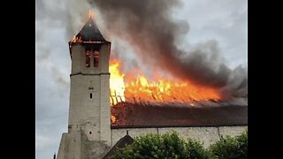 CATHOLIC CHURCH IN FRANCE🛐L’EGLISE SAINT GEORGES⛪️DESTROYED BY FIRE🔥⛪️🔥💫