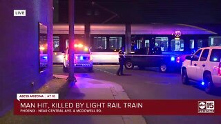 Man hit and killed by light rail train in downtown Phoenix
