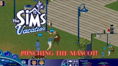 Sims 1: Vacation - Punching the Mascot