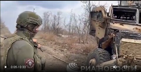 An American MRAP International MaxxPro destroyed by a Wagner PMC's ATGM crew near Bakhmut.