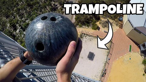 BOWLING BALL Vs. TRAMPOLINE from 45m!